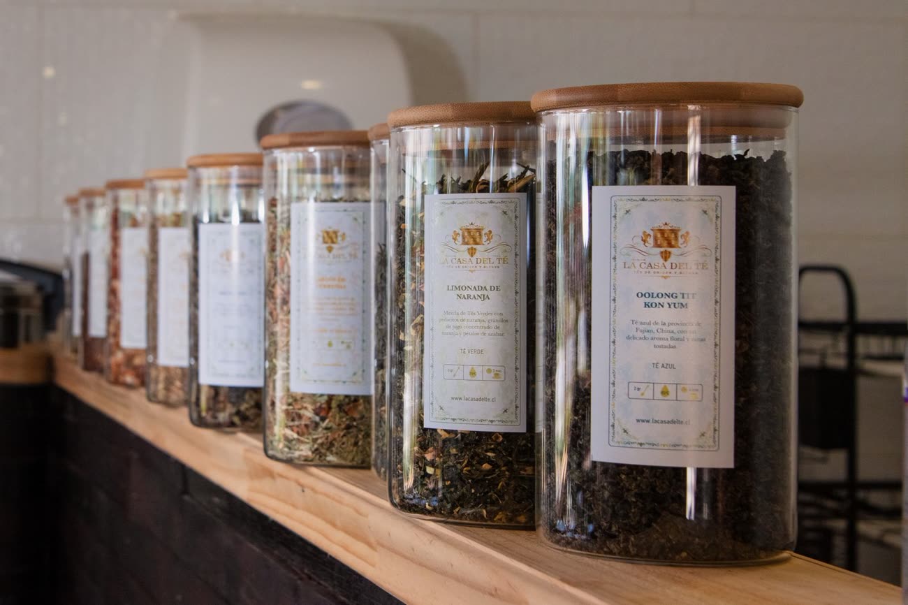 Loose herbal teas in jars
